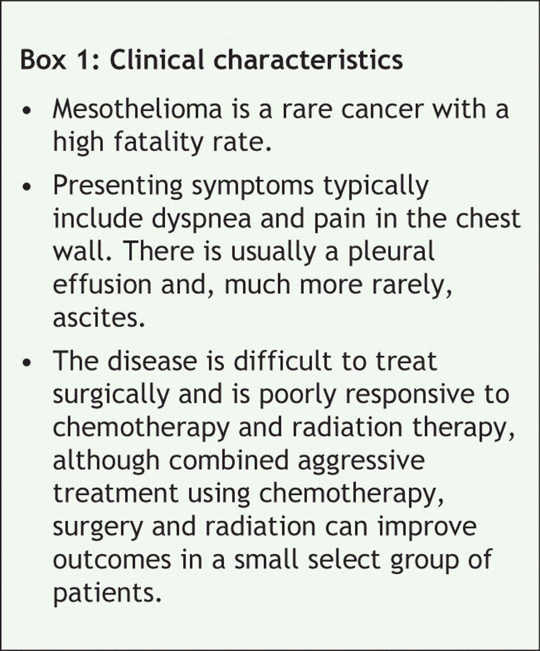 Mesothelioma - At a Glance