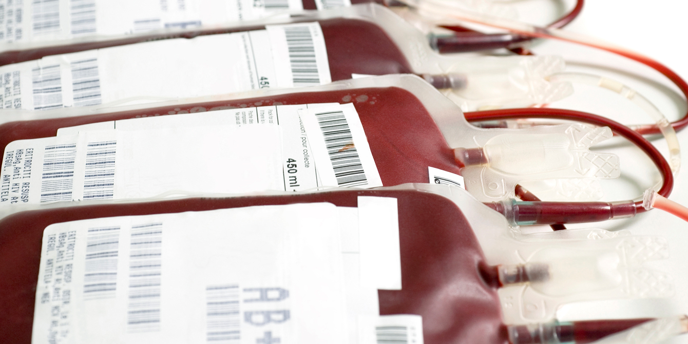 Blood transfusion bags.